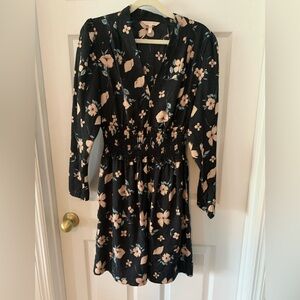 Rebecca Taylor Black Dress with Pink Floral Design